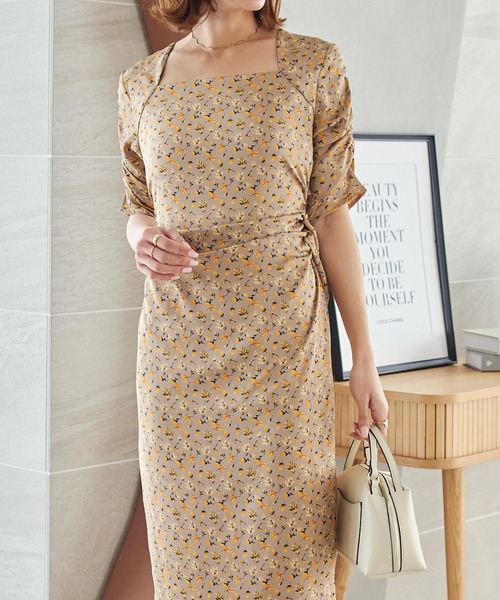 華奢見えオプティカルフラワーワンピース（ワンピース）｜KOBE LETTUCE