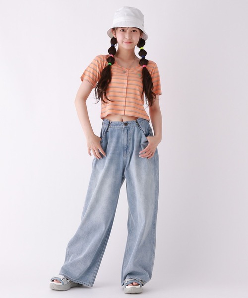 repipi armario（レピピ アルマリオ）の「ワイドホックデニムパンツ（デニムパンツ・キッズ・ブラック/ブルー系2/ブルー系1/ブルー系3/ブラック系その他/ブルー・SMALL/MEDIUM/LARGE）」の9枚目の写真