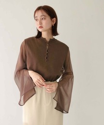 【CLEIO】オーガンジーフレアスリーブニット