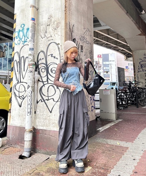 XU(エックスユー)の「【XU/エックスユー】star vintage denim top/ スター ビンテージ デニム トップス フリンジデニム(その他トップス・レディース・ブルー・ONE SIZE)」の4枚目の写真