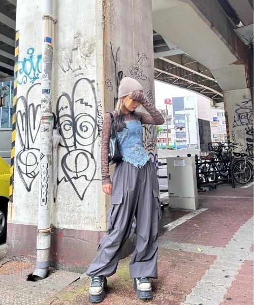 XU(エックスユー)の「【XU/エックスユー】star vintage denim top/ スター ビンテージ デニム トップス フリンジデニム(その他トップス・レディース・ブルー・ONE SIZE)」の5枚目の写真