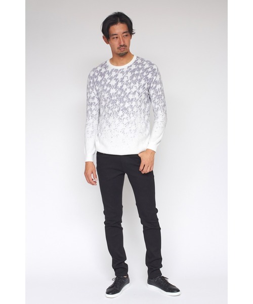 5370【極美品】マスターバニー 千鳥柄 クルーネックニット サイドジップ HIGH STREET（ハイストリート）の「HIGH STREET∴グラデーション千鳥柄