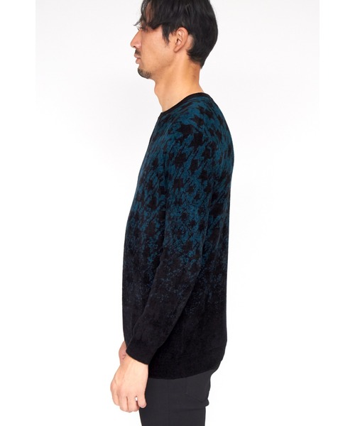 HIGH STREET（ハイストリート）の「HIGH STREET∴グラデーション千鳥柄モールクルーネックニット（ニット/セーター・メンズ・ダークグリーン/グレー/ブラック・M/LL/L）」の19枚目の写真