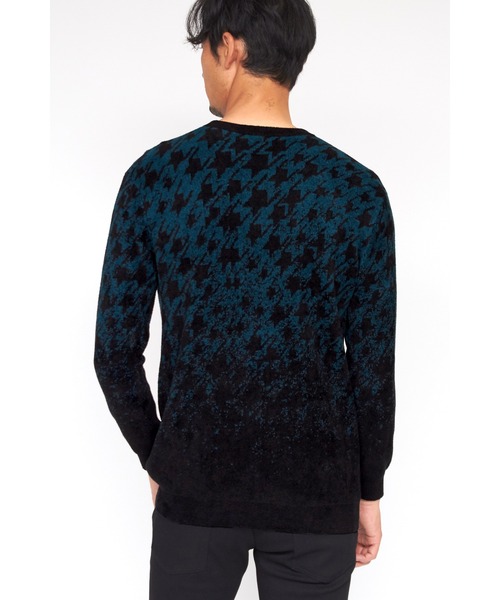 HIGH STREET（ハイストリート）の「HIGH STREET∴グラデーション千鳥柄モールクルーネックニット（ニット/セーター・メンズ・ダークグリーン/グレー/ブラック・M/LL/L）」の20枚目の写真
