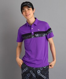 adabat | 【吸水速乾／UVカット】ポイント使い フラワー柄 半袖ポロシャツ(ポロシャツ)