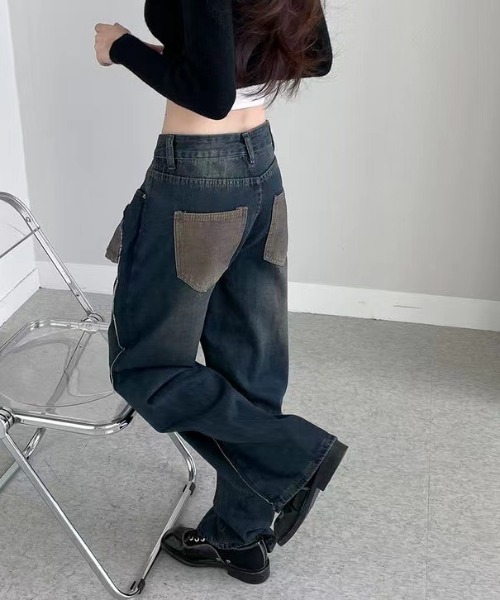 Vipoa（ヴィポア）の「ダメージポケットワイドデニムパンツ（デニムパンツ・レディース・ブルー・MEDIUM/LARGE）」の14枚目の写真