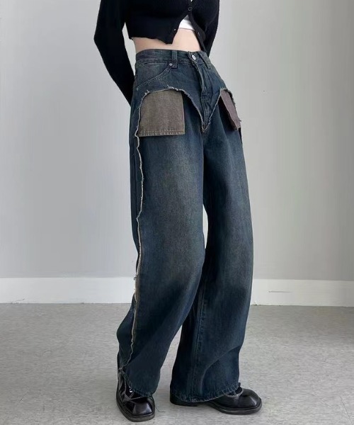 Vipoa（ヴィポア）の「ダメージポケットワイドデニムパンツ（デニムパンツ・レディース・ブルー・MEDIUM/LARGE）」の11枚目の写真