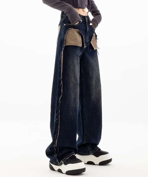 Vipoa（ヴィポア）の「ダメージポケットワイドデニムパンツ（デニムパンツ・レディース・ブルー・MEDIUM/LARGE）」の22枚目の写真