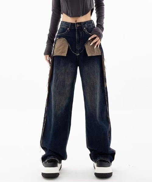 Vipoa（ヴィポア）の「ダメージポケットワイドデニムパンツ（デニムパンツ・レディース・ブルー・MEDIUM/LARGE）」の21枚目の写真