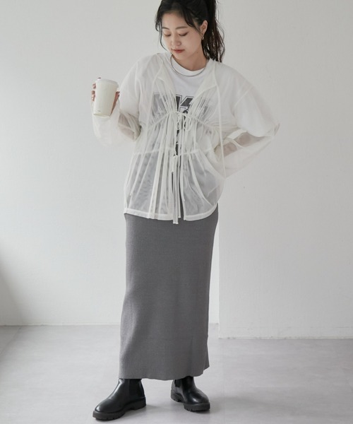 CIAOPANIC TYPY(チャオパニックティピー)の「ドロストチュールシアートップス(シャツ/ブラウス・レディース・ブラック/ホワイト/グレー・ONE SIZE)」の9枚目の写真