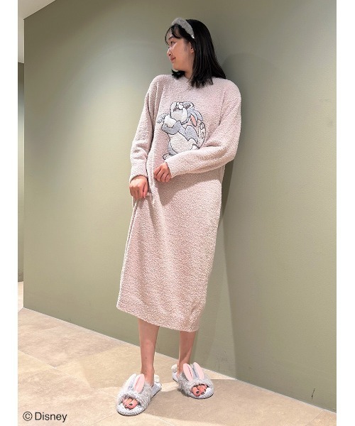 SNIDEL HOME(スナイデルホーム)の「【Bambi】ミス・バニー&とんすけ / ジャガードニットワンピース(ルームワンピース・レディース・イエロー/ピンクベージュ・FREE)」の5枚目の写真