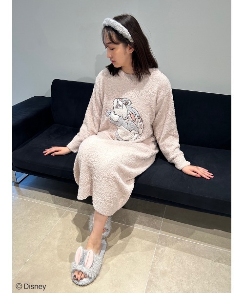 SNIDEL HOME(スナイデルホーム)の「【Bambi】ミス・バニー&とんすけ / ジャガードニットワンピース(ルームワンピース・レディース・イエロー/ピンクベージュ・FREE)」の6枚目の写真