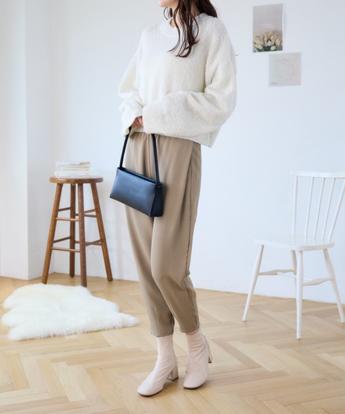 Eclat one（エクラワン）の「裾タックぐるゴムテーパードパンツ（その他パンツ・レディース・ブラック/ブラウン/ホワイト・FREE）」の18枚目の写真