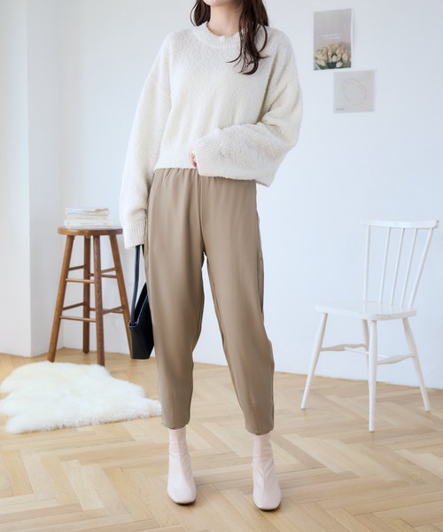 Eclat one（エクラワン）の「裾タックぐるゴムテーパードパンツ（その他パンツ・レディース・ブラック/ブラウン/ホワイト・FREE）」の19枚目の写真