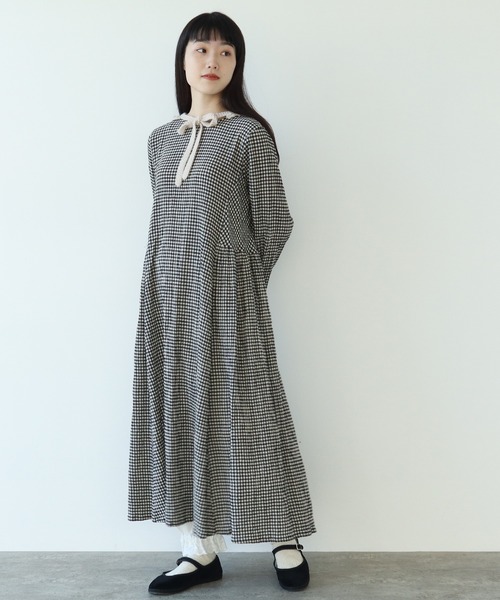 bulle de savon（ビュルデサボン）の「ちぢみgingham ワンピース 