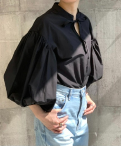 MYINE（マイン）の「細リボンバルーンスリーブブラウス（シャツ 