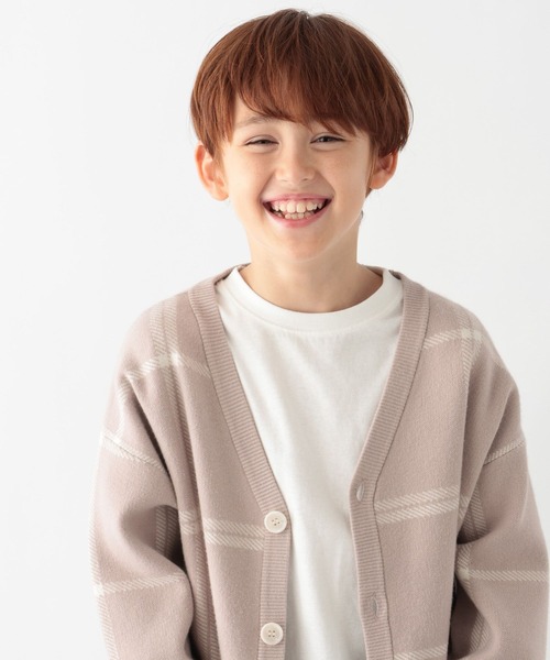 GLOBAL WORK(グローバルワーク)の「メルティ柄Vカーデ/969827(カーディガン/ボレロ・キッズ・グレー系その他/ベージュ/ホワイト系その他/チャコールグレー・100cm/110cm/120cm/130cm/140cm/150cm/160cm)」の4枚目の写真