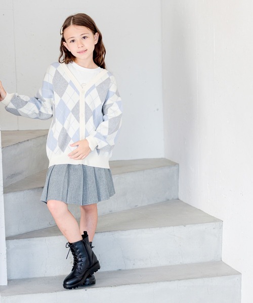 GLOBAL WORK(グローバルワーク)の「メルティ柄Vカーデ/969827(カーディガン/ボレロ・キッズ・グレー系その他/ベージュ/ホワイト系その他/チャコールグレー・100cm/110cm/120cm/130cm/140cm/150cm/160cm)」の11枚目の写真