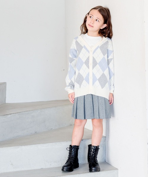 GLOBAL WORK(グローバルワーク)の「メルティ柄Vカーデ/969827(カーディガン/ボレロ・キッズ・グレー系その他/ベージュ/ホワイト系その他/チャコールグレー・100cm/110cm/120cm/130cm/140cm/150cm/160cm)」の12枚目の写真