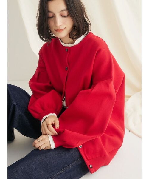 CRAFT STANDARD BOUTIQUE(クラフトスタンダードブティック)の「リサイクルポリエステルニットカーディガン(カーディガン/ボレロ・レディース・ブラウン/レッド/ネイビー/アイボリー/ブラック・FREE)」の16枚目の写真