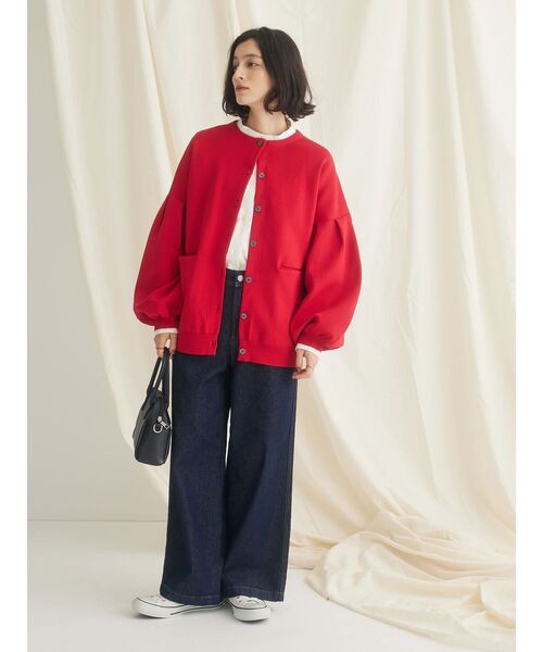 CRAFT STANDARD BOUTIQUE(クラフトスタンダードブティック)の「リサイクルポリエステルニットカーディガン(カーディガン/ボレロ・レディース・ブラウン/レッド/ネイビー/アイボリー/ブラック・FREE)」の18枚目の写真