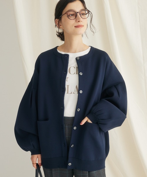 CRAFT STANDARD BOUTIQUE(クラフトスタンダードブティック)の「リサイクルポリエステルニットカーディガン(カーディガン/ボレロ・レディース・ブラウン/レッド/ネイビー/アイボリー/ブラック・FREE)」の4枚目の写真