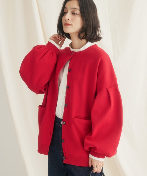 CRAFT STANDARD BOUTIQUE(クラフトスタンダードブティック)の「リサイクルポリエステルニットカーディガン(カーディガン/ボレロ・レディース・ブラウン/レッド/ネイビー/アイボリー/ブラック・FREE)」の5枚目の写真