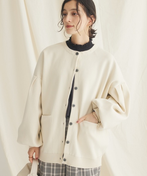 CRAFT STANDARD BOUTIQUE(クラフトスタンダードブティック)の「リサイクルポリエステルニットカーディガン(カーディガン/ボレロ・レディース・ブラウン/レッド/ネイビー/アイボリー/ブラック・FREE)」の2枚目の写真