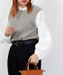 EGLANTINE ブークレーニットドッキングブラウス