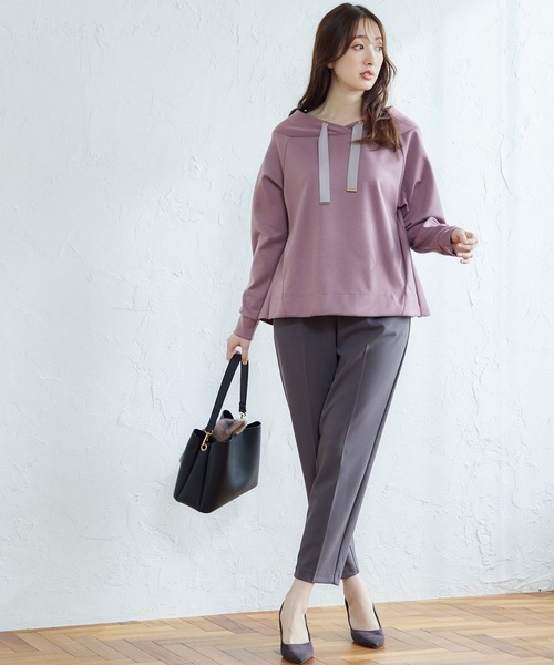 【セール】フード風バックペプラムミディ丈カットソープルオーバー（Tシャツ/カットソー）｜12Twelve Agenda（トゥエルブ アジェンダ）