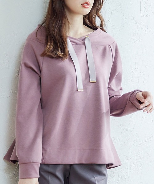 【セール】フード風バックペプラムミディ丈カットソープルオーバー（Tシャツ/カットソー）｜12Twelve Agenda（トゥエルブ アジェンダ）