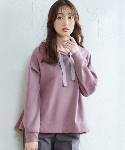 【セール】フード風バックペプラムミディ丈カットソープルオーバー（Tシャツ/カットソー）｜12Twelve Agenda（トゥエルブ アジェンダ）