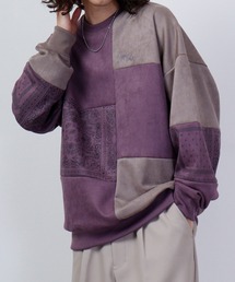 RE730 | Bandana patchwork wide sweatshirts / バンダナパッチワーク ワイド スウェット unisex(スウェット)