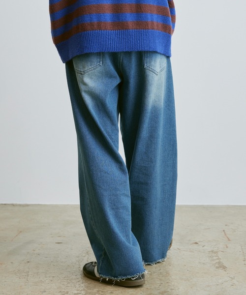 セール】cut off wide denim pants / カットオフワイドデニム