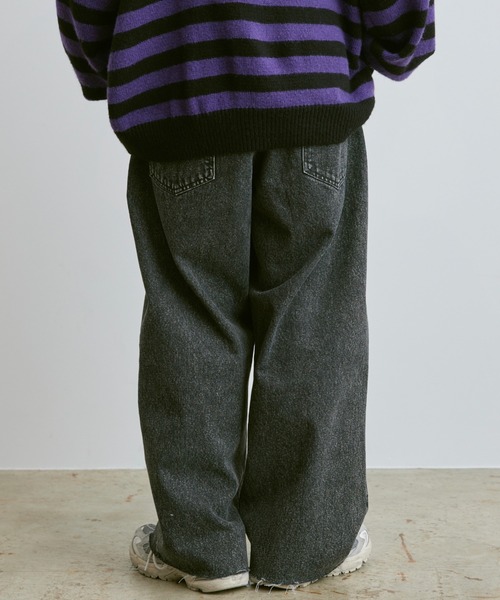 パンツ・ボトムスその他 CUT OFF WIDE DENIM PANTS BROWN セール】cut off wide denim pants / カットオフワイドデニム