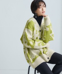 ぼかし柄配色ニットカーディガン ［Soiunique］