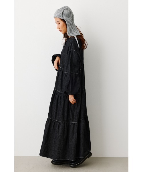 RODEO CROWNS WIDE BOWL(ロデオクラウンズワイドボウル)の「2WAY DENIM ティアードワンピース(ワンピース・レディース・オフホワイト/ブラック/ブルー・FREE)」の6枚目の写真