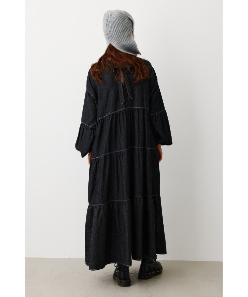 RODEO CROWNS WIDE BOWL(ロデオクラウンズワイドボウル)の「2WAY DENIM ティアードワンピース(ワンピース・レディース・オフホワイト/ブラック/ブルー・FREE)」の8枚目の写真