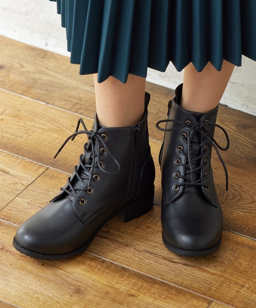 Honeys（ハニーズ）の「軽量レースアップブーツ（ブーツ・レディース・ダークブラウン/ブラック・S/M/L/LL）」の2枚目の写真