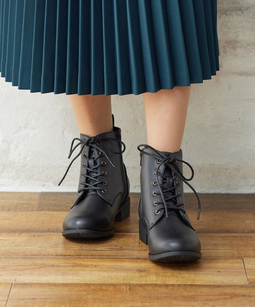 Honeys（ハニーズ）の「軽量レースアップブーツ（ブーツ・レディース・ダークブラウン/ブラック・S/M/L/LL）」の4枚目の写真