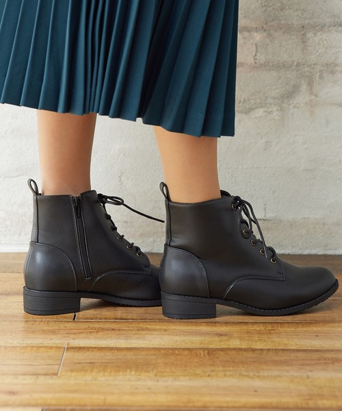 Honeys（ハニーズ）の「軽量レースアップブーツ（ブーツ・レディース・ダークブラウン/ブラック・S/M/L/LL）」の5枚目の写真