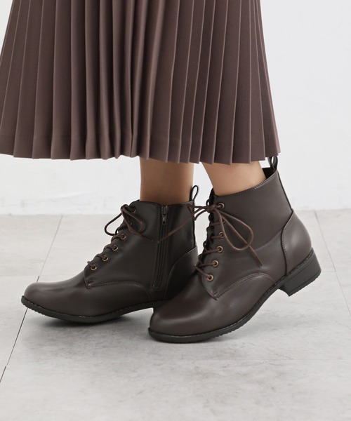 Honeys（ハニーズ）の「軽量レースアップブーツ（ブーツ・レディース・ダークブラウン/ブラック・S/M/L/LL）」の9枚目の写真