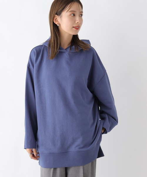 LEPSIM（レプシィム）の「チュニックフーディー　969917（パーカー・レディース・アイボリー/ブラウン/ブルー・FREE）」の3枚目の写真