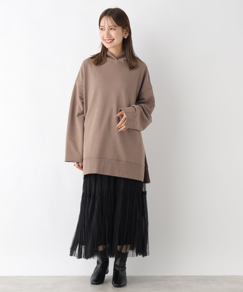 LEPSIM（レプシィム）の「チュニックフーディー　969917（パーカー・レディース・アイボリー/ブラウン/ブルー・FREE）」の6枚目の写真