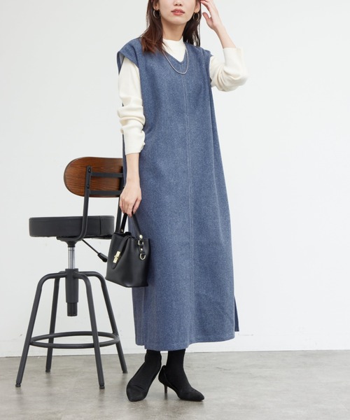 Chez toi（シェトワ）の「ニットプルオーバー×起毛カフタンワンピース（ワンピース・レディース・オレンジ/ブルー/ブラウン/アイボリー・FREE）」の20枚目の写真