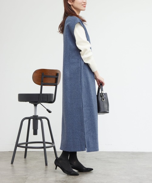 Chez toi（シェトワ）の「ニットプルオーバー×起毛カフタンワンピース（ワンピース・レディース・オレンジ/ブルー/ブラウン/アイボリー・FREE）」の21枚目の写真