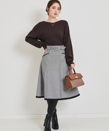 LAISSE PASSE | ベルト付き千鳥フレアースカート(スカート)