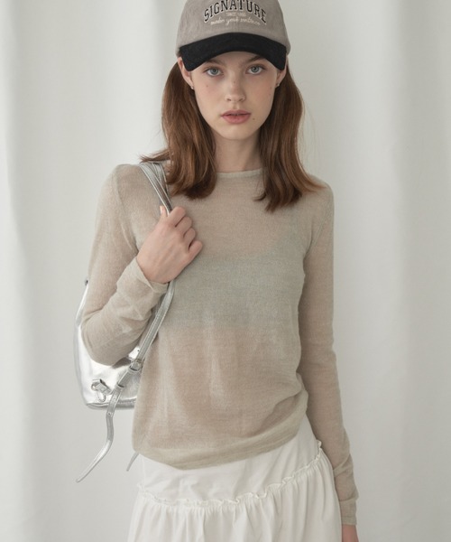 GIUNON(ジウノン)の「long sheer knit / ロングシアーニット(ニット/セーター・レディース・ピンク/ベージュ・FREE)」の18枚目の写真