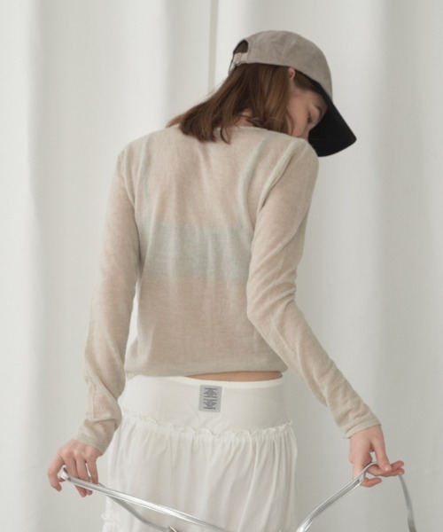 GIUNON(ジウノン)の「long sheer knit / ロングシアーニット(ニット/セーター・レディース・ピンク/ベージュ・FREE)」の21枚目の写真