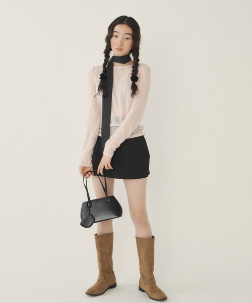 GIUNON(ジウノン)の「long sheer knit / ロングシアーニット(ニット/セーター・レディース・ピンク/ベージュ・FREE)」の13枚目の写真